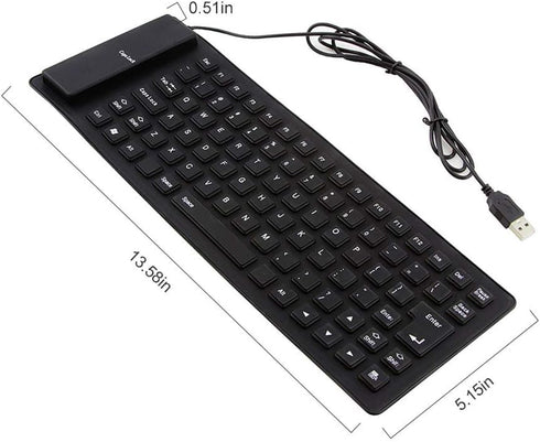 Foldable Silicone Keyboard, USB Wired 85 Keys Waterproof Soft Touch Silent Typing for PC Laptop Notebook (Black)