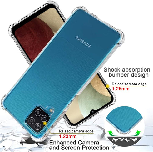 Samsung Galaxy A12 Case with Screen Protector, Shockproof Crystal Clear Slim Soft TPU Protective Cover