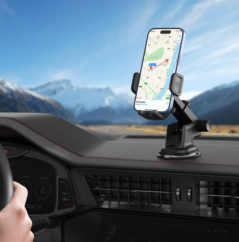 Car Phone Holder with Powerful Suction, 3 in 1 Hands-Free Mount for iPhone and Android Smartphone