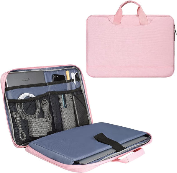 11.6-12.9 Inch Laptop Bag Sleeve for Women, TSA Travel Briefcase with Organizer for Lenovo, Macbook, Pink