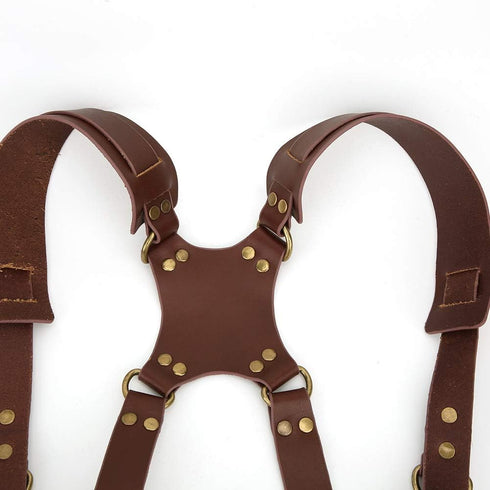 Pissente Leather Camera Strap, Adjustable Dual Leather Harness with Rivet, Double Shoulder Strap for Digital Camera