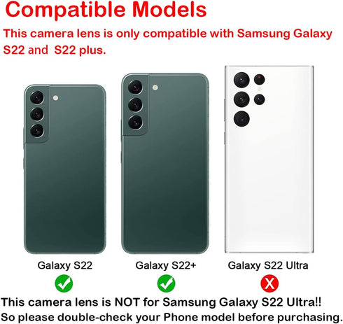 2 Set Back Camera Lens Replacement for Samsung Galaxy S22 and 22+ Plus with Professional Repair Tool Kit and