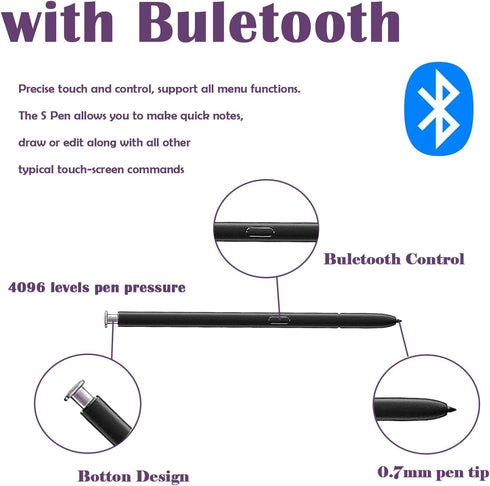 Galaxy S23 Ultra S Pen with Bluetooth, Samsung Galaxy S23 Ultra All Versions, Purple Stylus Pen