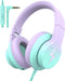 Gradient Purple Kids Headphones - Wired Over Ear with Microphone, 85/94dB Volume Limiter, Foldable, Sharing Jack.