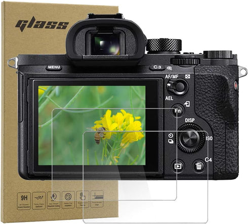 Screen Protector for Sony Alpha A1 A9 A7C A7RIII A7RIV A7III A7SIII, Tempered Glass, 2-Pack