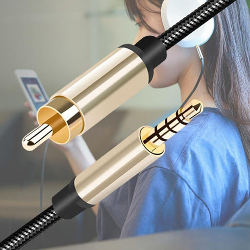 Digital Coaxial Audio Video Cable 1 Meter, RCA to 3.5mm Male Jack Plug Line for HDTV Stereo Receiver Speakers Projector