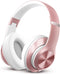 9S Over Ear Bluetooth Headphones, 60 Hours Playtime, Hi-Fi Stereo, Deep Bass, Foldable, Microphone, Rose Gold