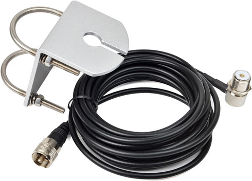 HYS L Shape Mount Mobile Antenna Bracket, SO239 to PL-259 with 16.4ft Low Loss RG-58 Coaxial Cable