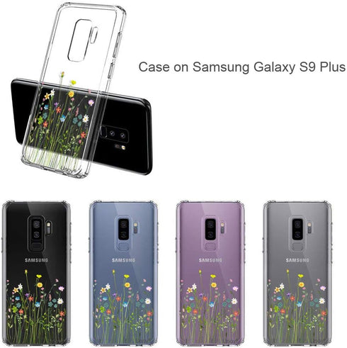 Unov Clear Case for Galaxy S9 Plus, Slim Soft TPU Floral Pattern Protective Back Cover (Flower Bouquet)