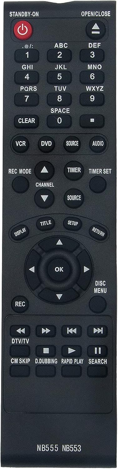 NB555 NB553 Replacement Remote Commander - Fits Magnavox DVD Video Recorder Models ZC352MW8B, ZC352MW8, ZV450MW8