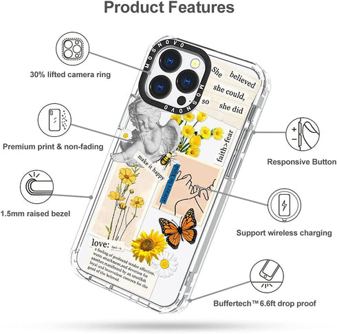MOSNOVO Case for iPhone 13 Pro - Clear TPU Bumper Phone Case with Military-Grade Drop Protection, Vintage Art