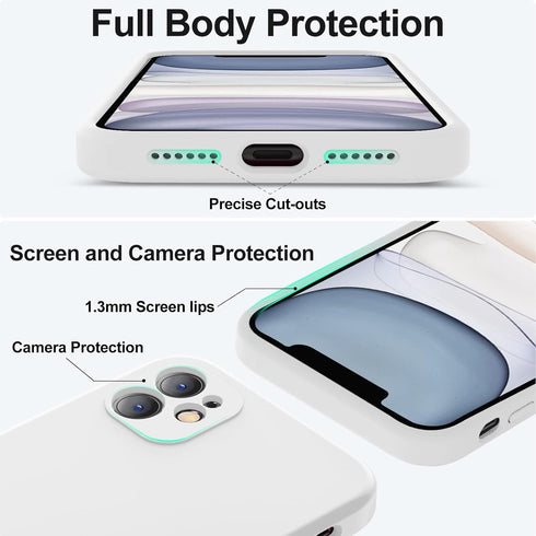 Vooii White iPhone 11 Case, Upgraded Liquid Silicone with Square Edges and Camera Protection for 6.1 inch