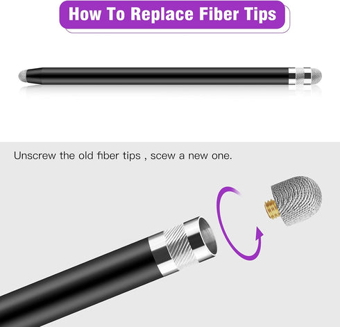 Granabol Sensitivity Capacitive Stylus, 4 in 1 Touch Screen Pen with 8 Extra Replaceable Tips, 2Pcs for iPhone iPad