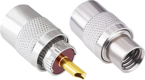 Goupchn PL259 Coax Connectors 2 Pack UHF Male Plug Solder Adapters with Reducers 50 Ohm for RG58, RG59, RG8, RG8x, RG213, RG142, LMR195, LMR400 Coaxial Cable, Ham Radio Antenna