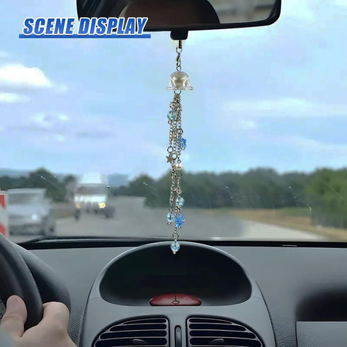 Tuxihapp Cute Jellyfish Keychain Car Rearview Mirror Hanging Decoration Kawaii Aesthetic Beaded Strap with Star