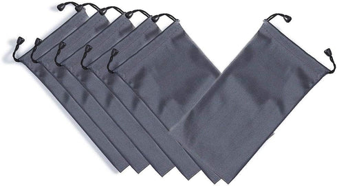 AKOAK Microfiber Waterproof Drawstring Pouch, Soft Storage Bag for Cell Phones, Power Bank and More, Grey, Pack of 6