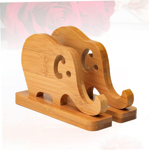WOONEKY Bamboo Elephant Phone Holder - Sturdy Desk Stand