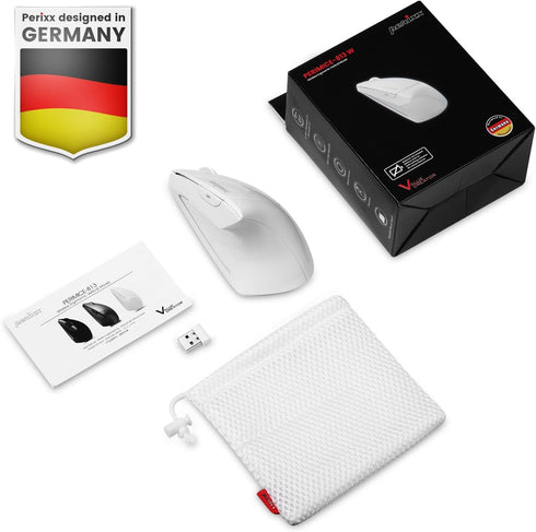 Perixx PERIMICE-813W Bluetooth Vertical Mouse, Wireless 3-in-1 Multi-Device Spec with Travelling Carry Bag, Ergonomic
