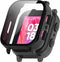 Gabb Watch 3 Case Cover for Kids, Scratch-Resistant Hard PC Protective Case & Tempered Glass Screen Protector (Black)