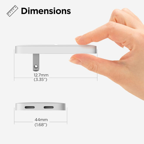 Galvanox Dual USB-C Flat Wall Charger - Fast Charging Ultra Slim Outlet Plug, Multi Port Type C for iPhone 13, 14, 15