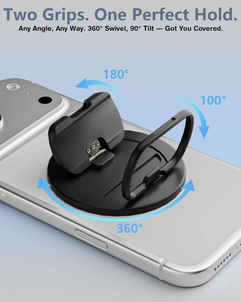SEMBO 360 17 16 15 14 13 12(Black) Magnetic Phone Ring Holder with Kickstand for MagSafe, Two-Sided Magnet, Rotation