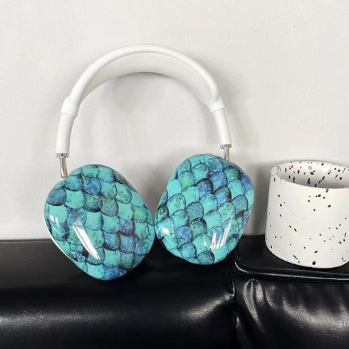 Cute Glitter AirPods Max Case with Cleaner Kit, Anti-Scratch Shell Pattern Cover for Ear Pads and Headband, Protective