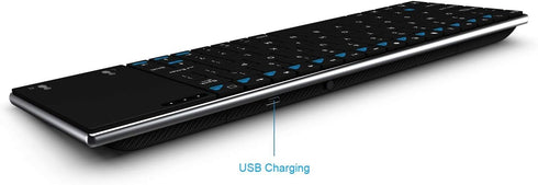 Rii K12+ Mini Wireless Keyboard with Touchpad Mouse, Stainless Steel Portable Wireless Keyboard with USB Receiver for