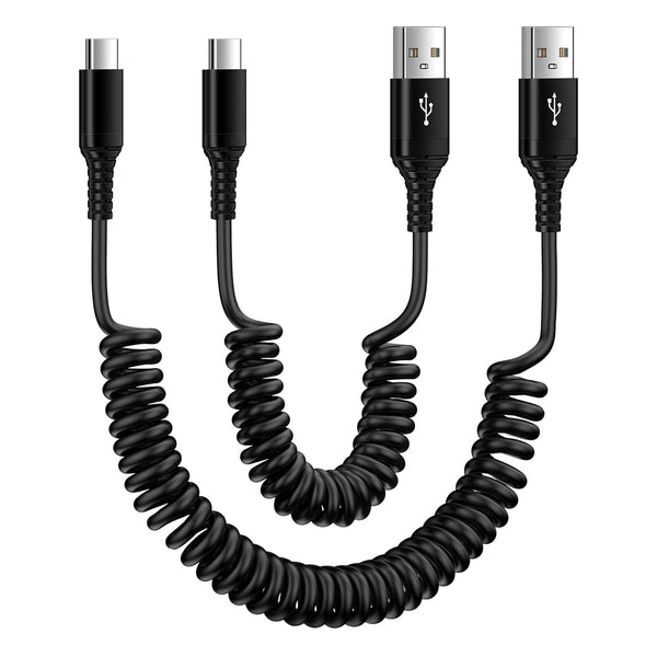 Fast Charging Coiled USB C Charger Cable for Android Auto, Type C Charge Cord for Samsung Galaxy