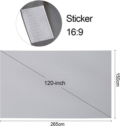 80-inch Portable Projector Screen HD 16:9, Foldable Wall Mounted Video Projection Screen for Home Theater Office