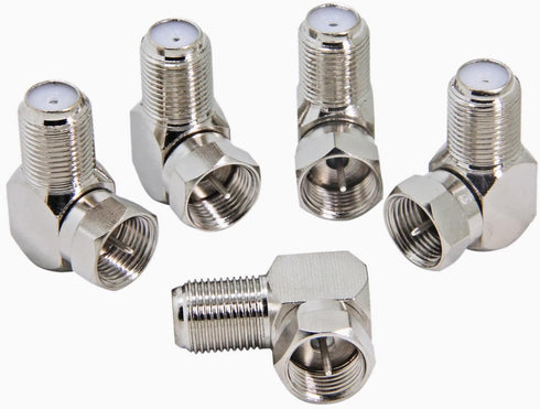 Right Angle Coax Connector, 5 Pack F Type 90 Degree Coaxial Male to Female Cable Connector