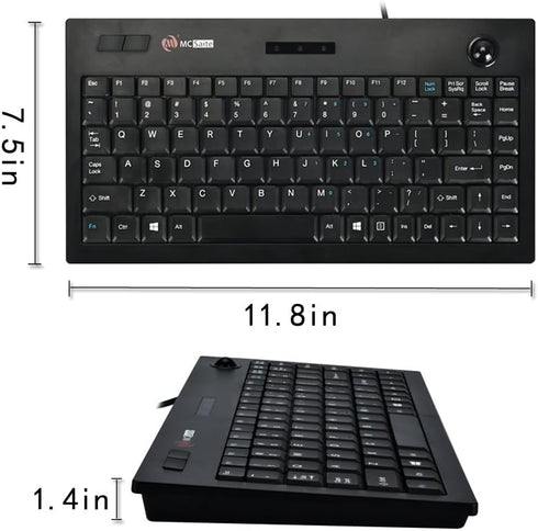 MCSaite Wired Trackball Keypad, Keyboard and Roll Mouse Combo for PC Laptop, US English Layout, Black