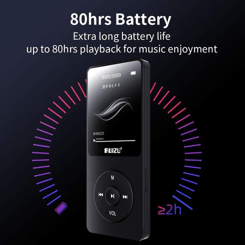 RUIZU 64GB MP3 Player with Bluetooth 5.3, Portable Music Player for Kids Sports Running, FM Radio, 80H Playback