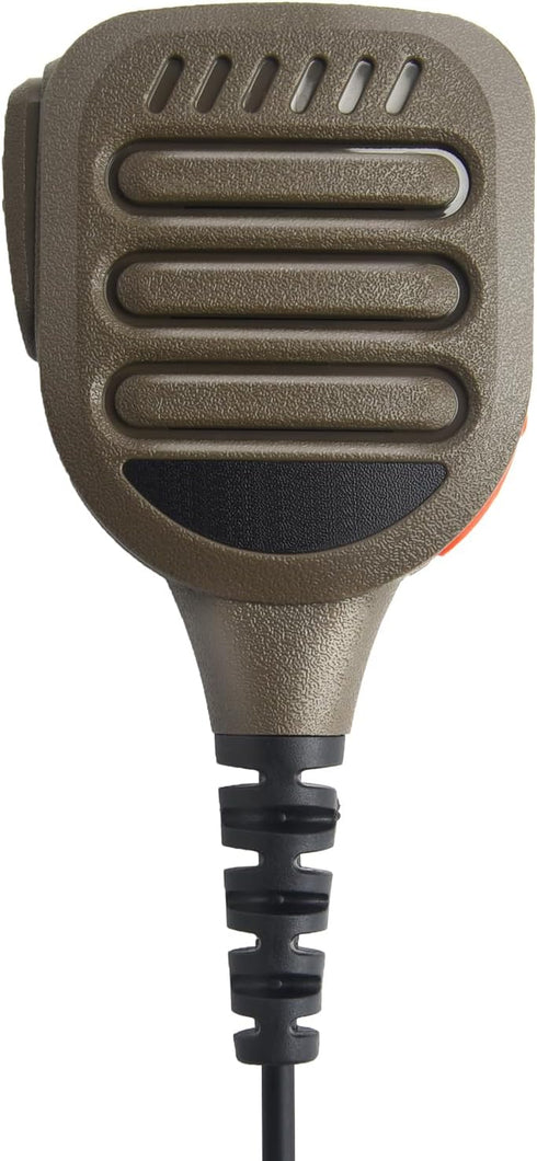 IP65 8 Pin Waterproof Shoulder Mic Walkie Talkie Speaker, 3.5mm Audio Jack, Compatible with xpr3300e, Coffee