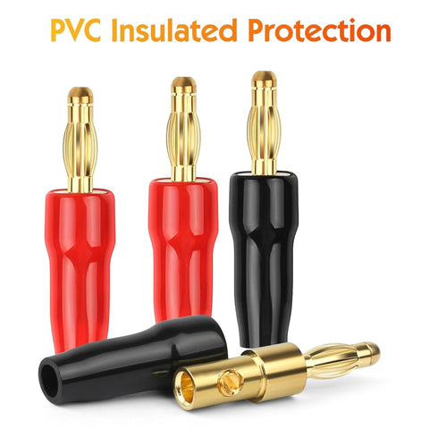 Diospyros 4 mm Gold Plated Open Screw Type Speaker Connector - 12 Count (1 Pack of 6 Pairs)
