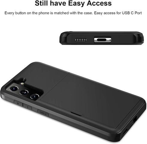 Jiunai Samsung Galaxy S21 Plus Case - Dual Layer Hard PC & Soft TPU Wallet Case with Credit Card Holder for 6.7'' 5G