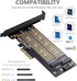 Dual M.2 PCIE Adapter for SATA or PCIE NVMe SSD, Advanced Heat Sink Solution