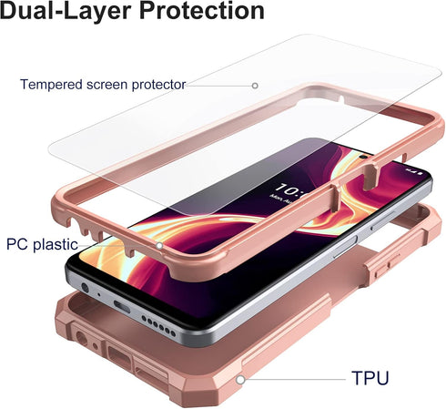 Ailiber Rose Gold Case for Boost Celero 5G Plus with Screen Protector, 2 Layer Structure Protection, Shockproof Bumper