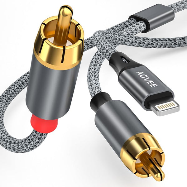 AGVEE 4ft MFi Certified Lightning to RCA Cable, Audio Y Cord Adapter for iPhone 14 13 12 11 XS XR X 8 7 to Car, Home