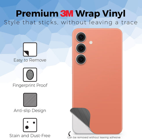 Vision Signs & Graphics S25 3M Glossy Glitter Phone Skin Compatible with Samsung Galaxy FE - Solid Salmon - Premium