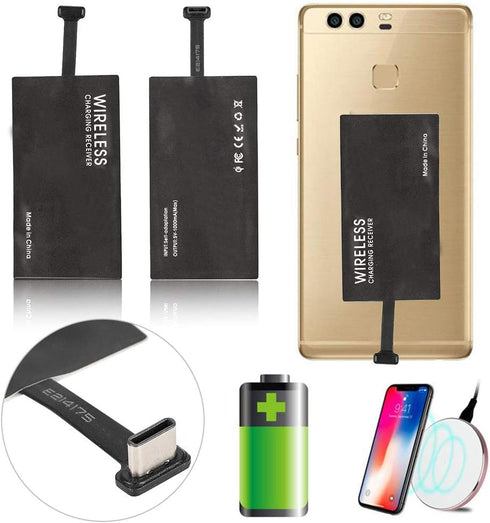 Type C Wireless Charging Receiver Adapter, 1000mA Qi Receiver Chip, Widely Suitable for Type C Mobile Phones