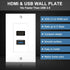 ZEXMTE White HDMI and USB 3.0 Wall Plate Charger Outlet Mount Socket Cover for High-Speed Charging Panel