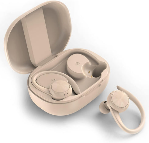 Wireless Earbuds with Earhooks, Bluetooth Sport Waterproof Headphones with Noise Cancelling and Microphone