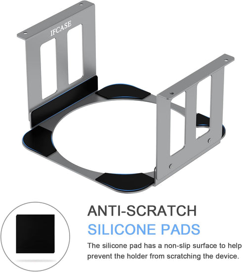 IFCASE Aluminum Under Desk Stand Mount for Mac Studio M2 M1 Max, Ultra with Anti-Scratch Pad (Silver)