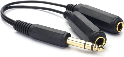 SiYear 6.35mm 1/4 inch Male Plug Stereo to 2 Dual 1/4 "TRS Female Jack Connector | Audio Speaker Cable, Y Splitter