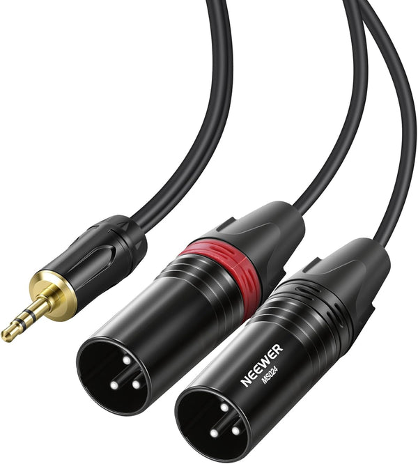 NEEWER 3.5mm 1/8 Inch TRS AUX to Dual XLR Breakout Cable, 10ft