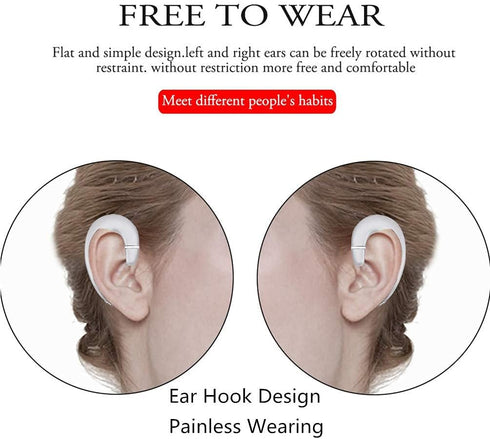 Ear Hook BT Wireless Headphone,Non Ear Plug Headset with Microphone,Single Ear Noise Cancelling Earphones Painless Wearing for Android Smartphones,iPhone14 13 12 11 X 8(Silver)