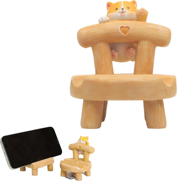 JLEivvi Cute Dog Wooden Phone Stand Mini Desktop Holder for All Mobile Phones,