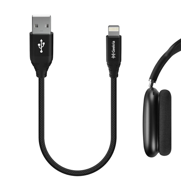 Geekria MFi Certified USB to Lightning Charger Cable for Apple AirPods Max, Pro, Beats Solo Pro, Powerbeats Pro