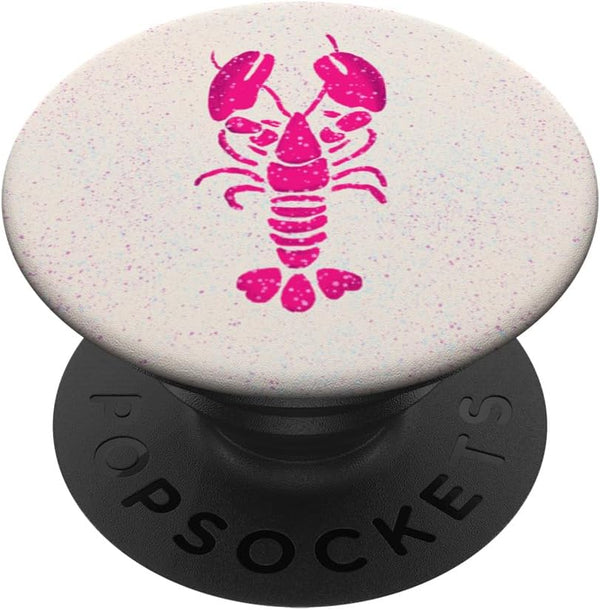 For Lobster Lovers Pink Lobster on Sand | Nautical Theme PopSockets Swappable PopGrip
