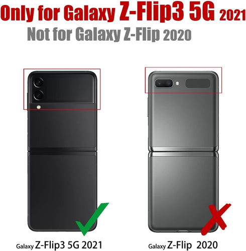 Samsung Galaxy Z Flip 3 5G Case - Galaxy Z Flip 3 Leather Phone Case with Hard Shockproof Back Cover Slim Durable